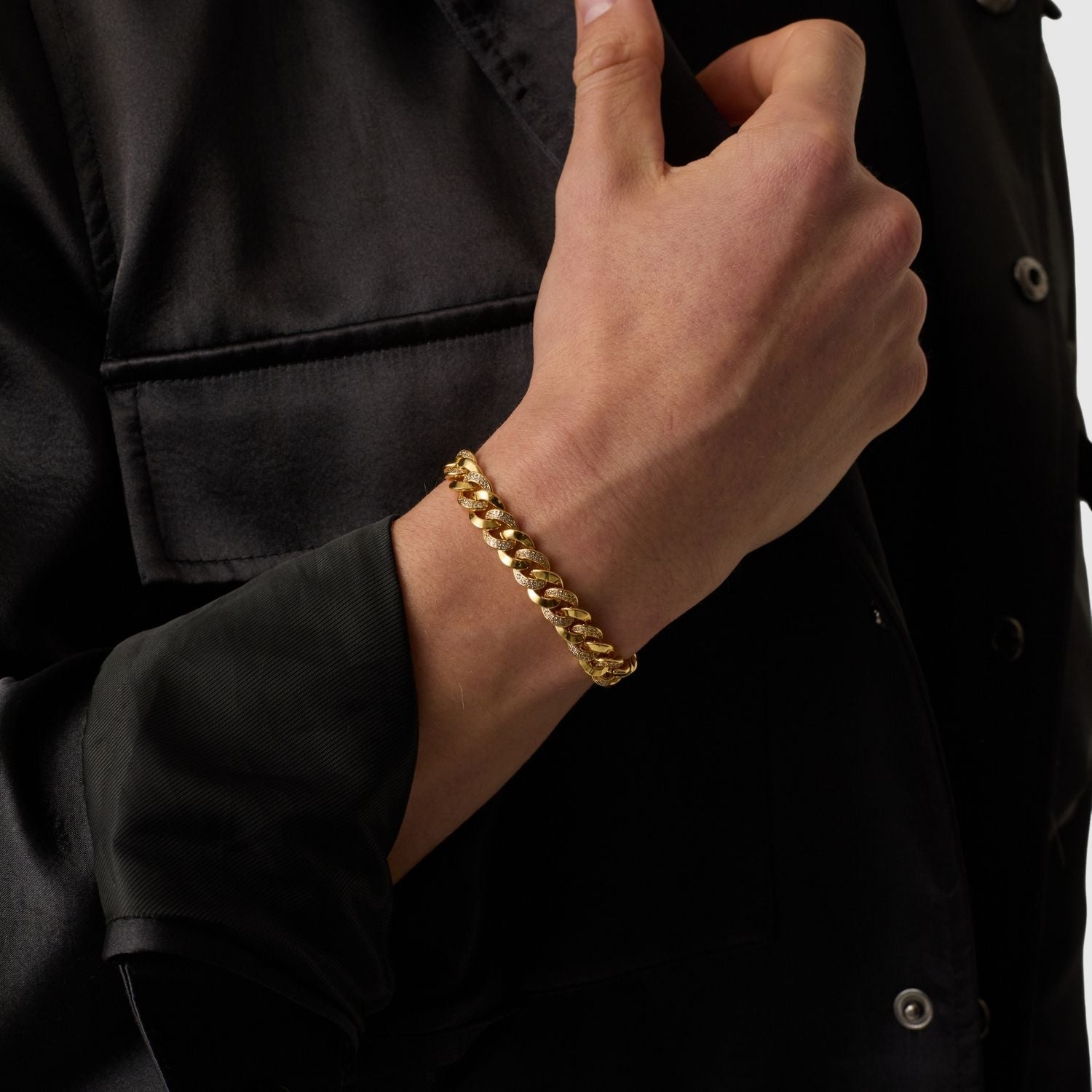 Half Iced Cuban Bracelet (Gold) 8mm