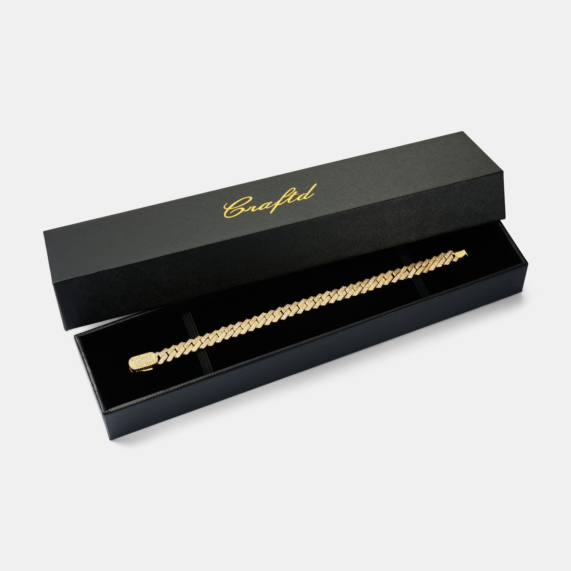Prong Link Iced Cuban Bracelet (Gold) 8mm
