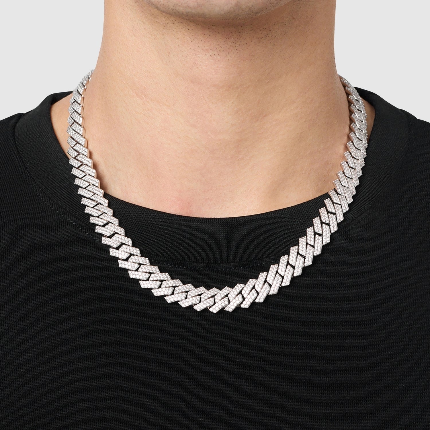 Prong Link Iced Cuban (Silver) 12mm