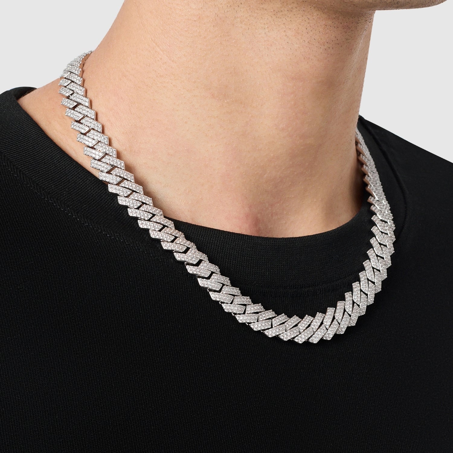 Prong Link Iced Cuban (Silver) 12mm