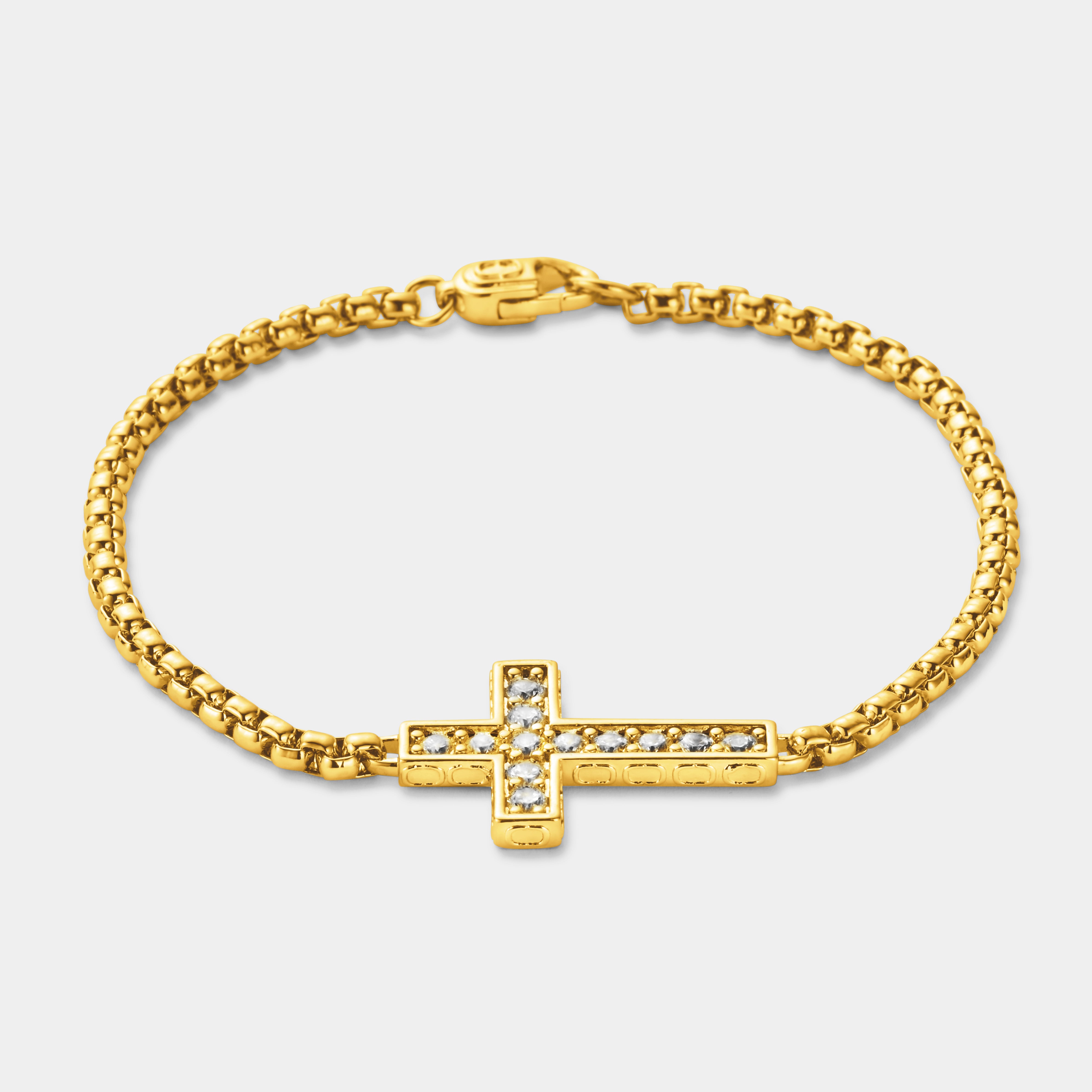 Iced Cross Bracelet (Gold)