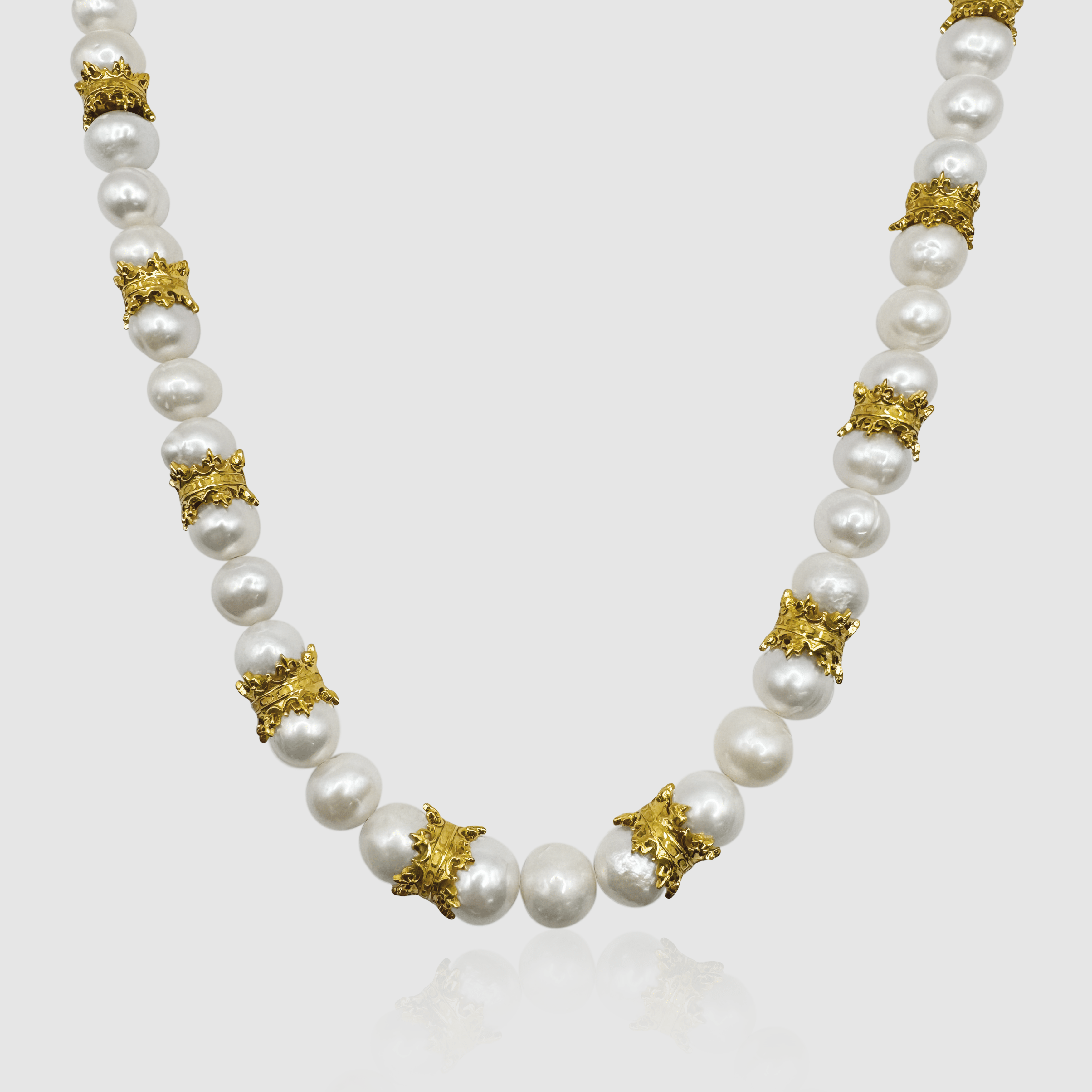 Crown Real Pearl Necklace (Gold)