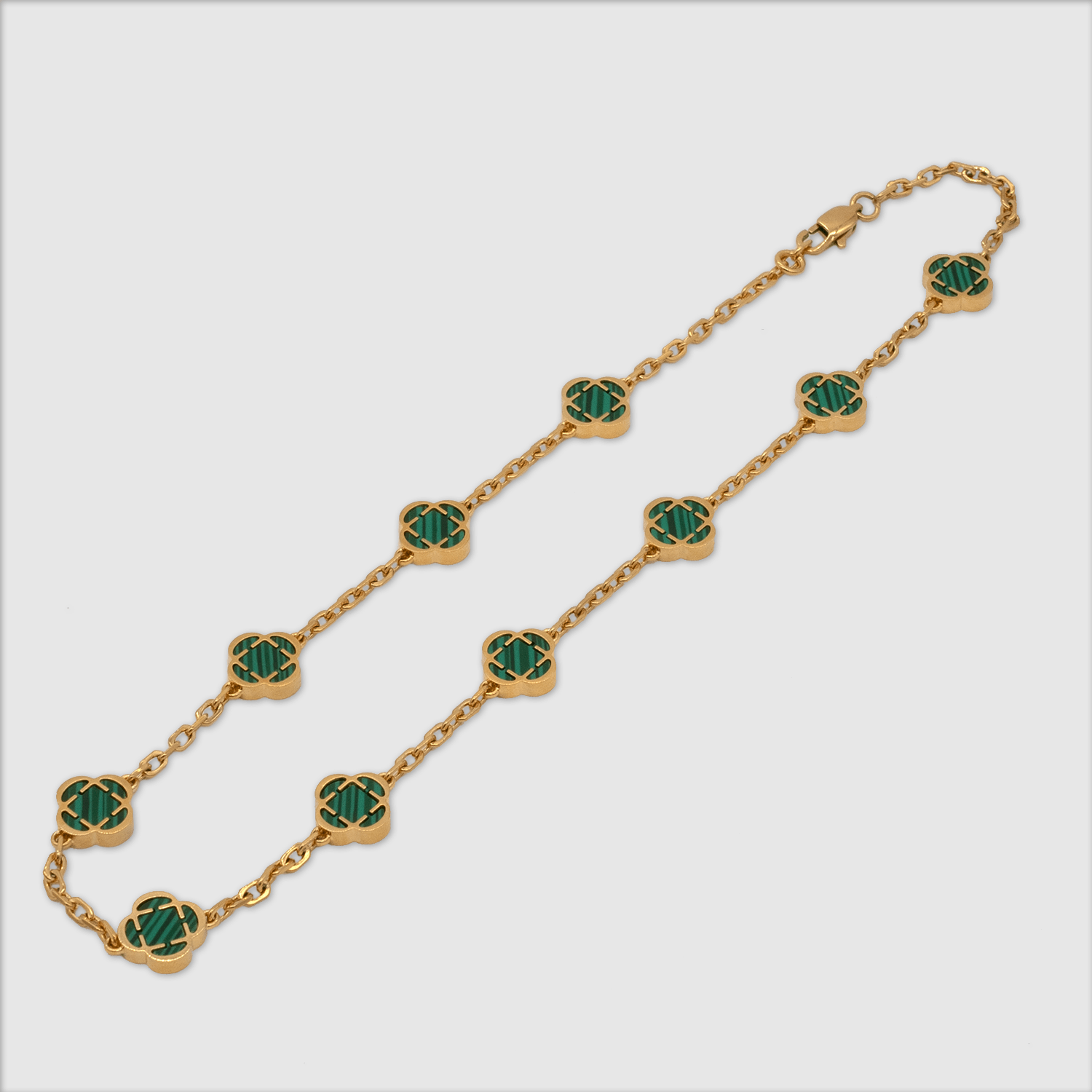 CLOVER MEDIUM MALACHITE PINK GODL EARRINGS