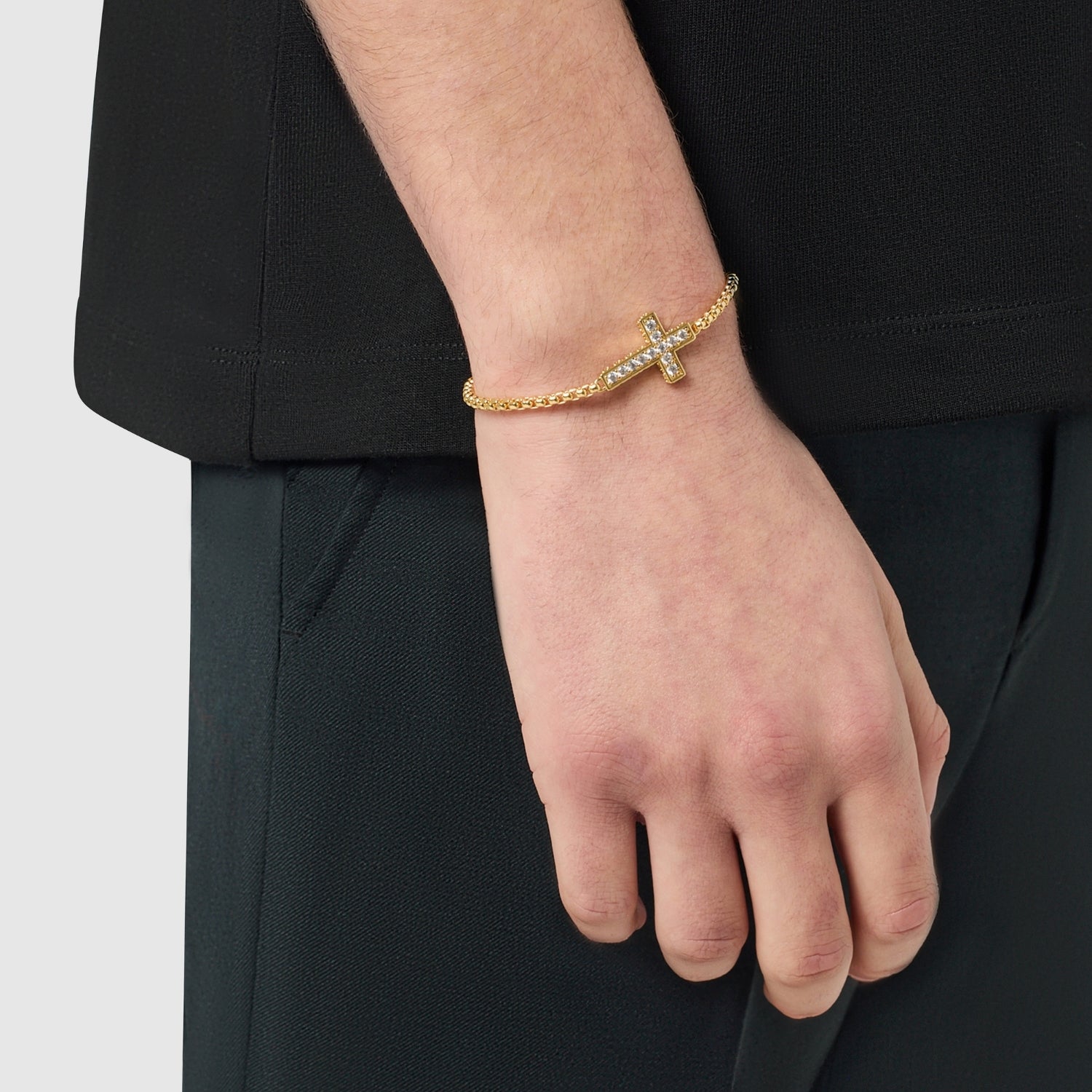 Iced Cross Bracelet (Gold)
