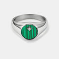 Malachite North Star Signet Ring (Silver)