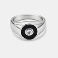Onyx Round Gem Signet Ring (Silver)