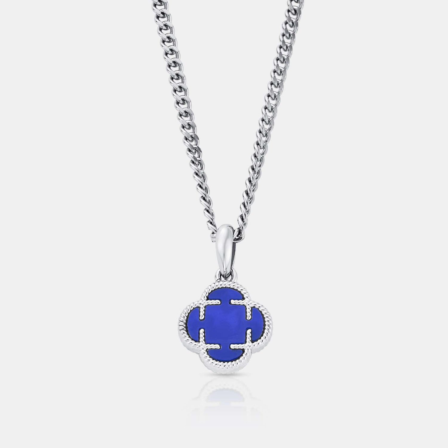CRAFTD London ネックレス BLUE CLOVER STONE NECKLACE Blue Clover Stone Pendant (Silver)
