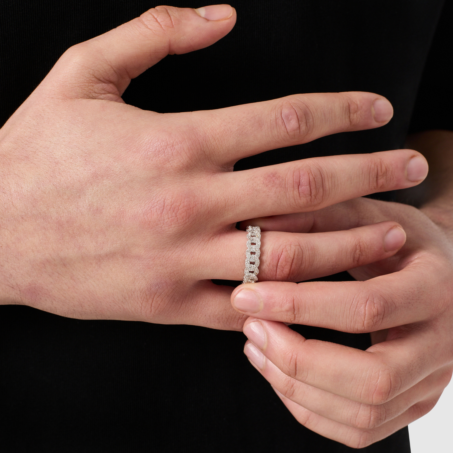 Iced Cuban Band Ring (Silver) 6mm