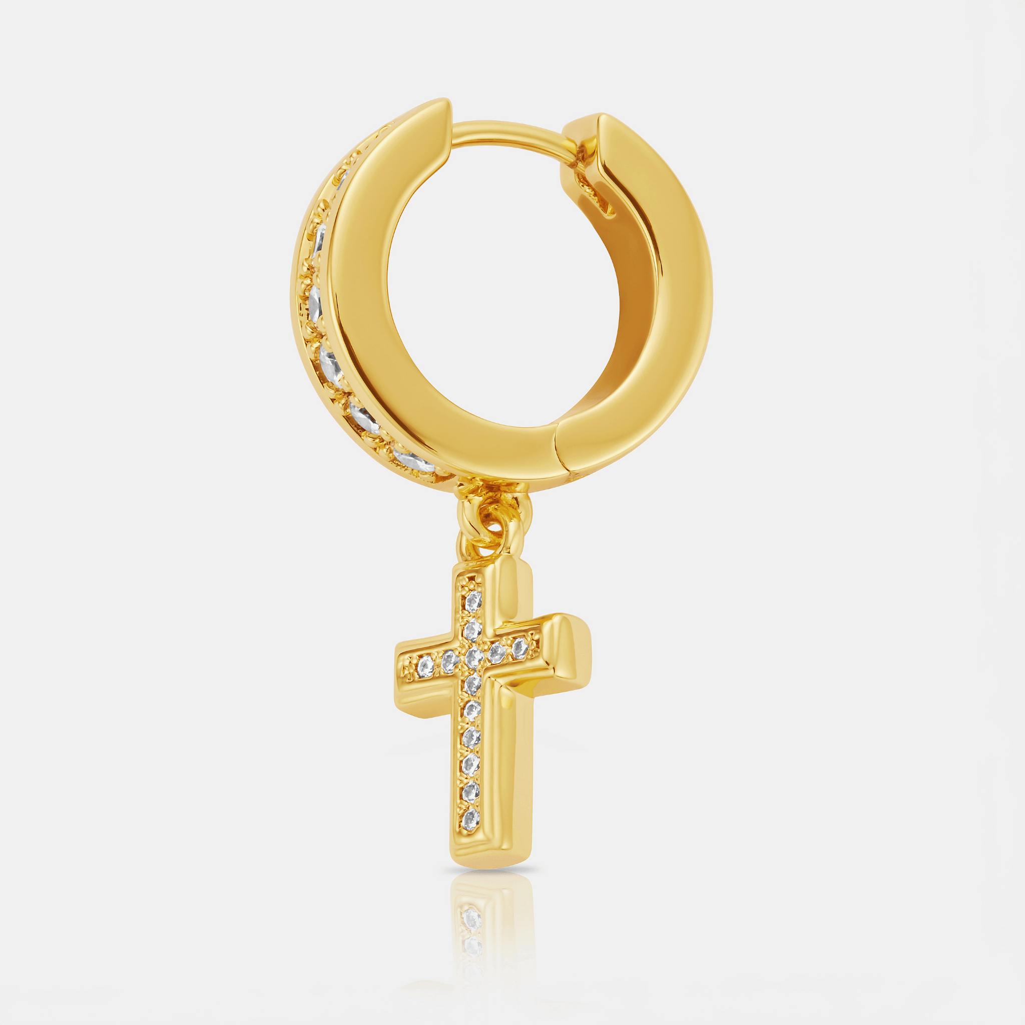 Diamond Cross Hoop Earring (Gold)