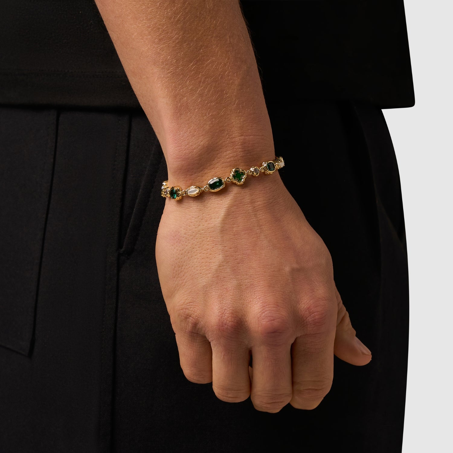 Melted Emerald Gemstone Bracelet (Gold)