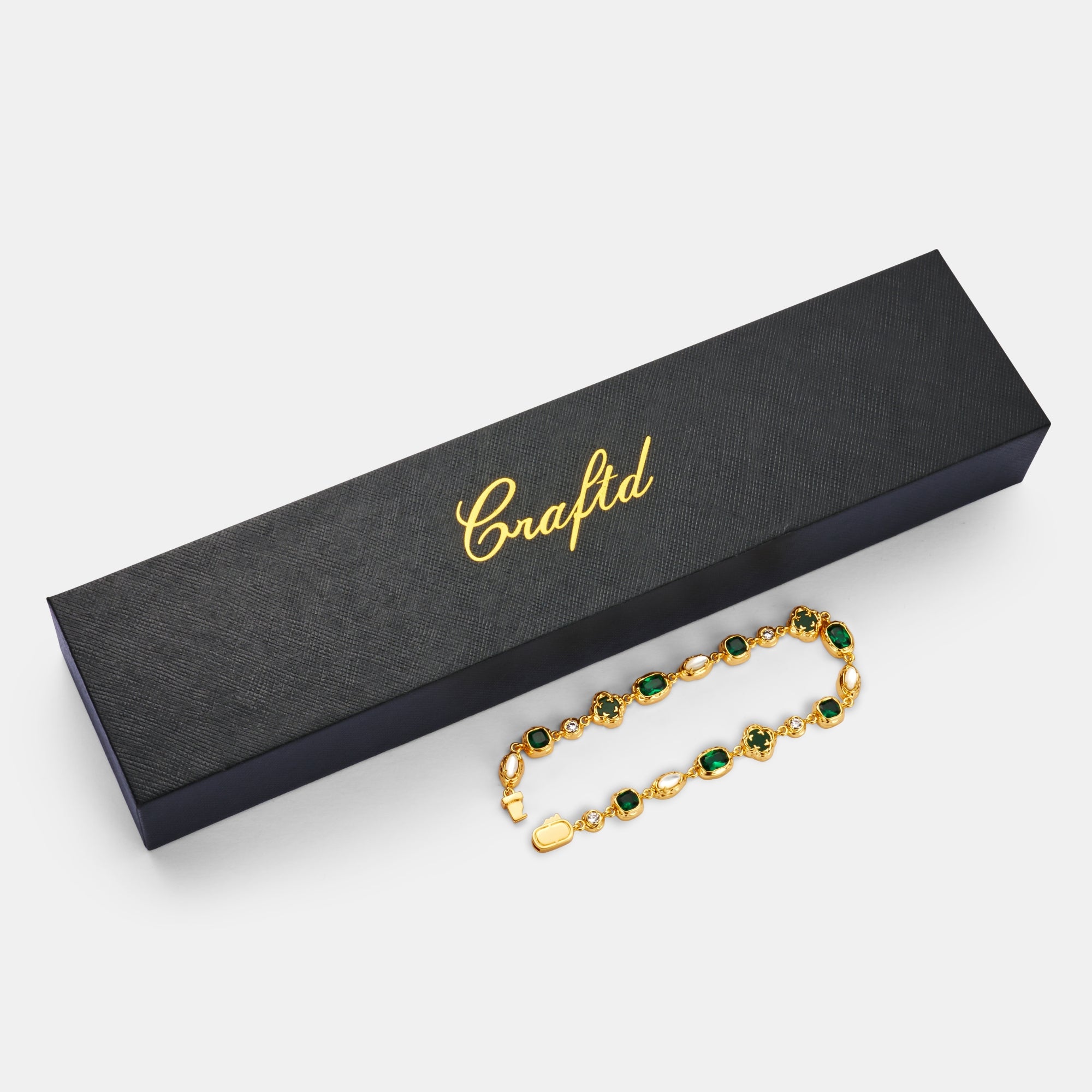 Melted Emerald Gemstone Bracelet (Gold)