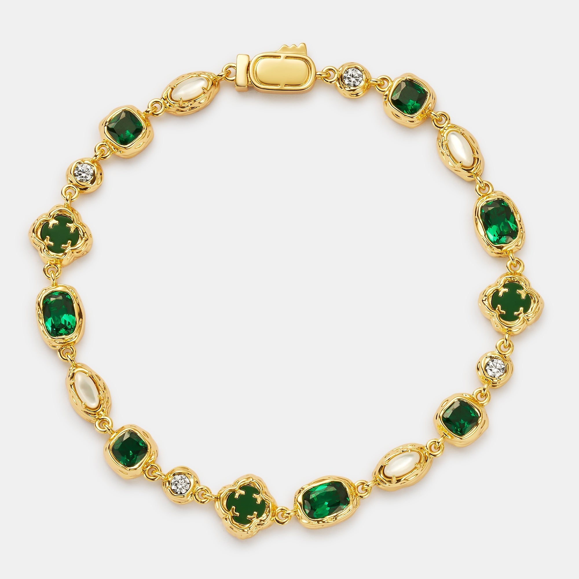 Melted Emerald Gemstone Bracelet (Gold)