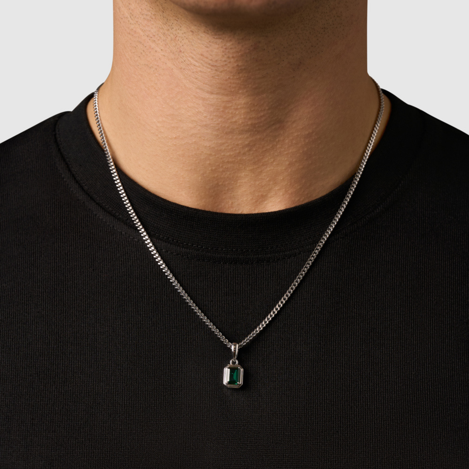 Emerald Stone Rectangle (Silver)