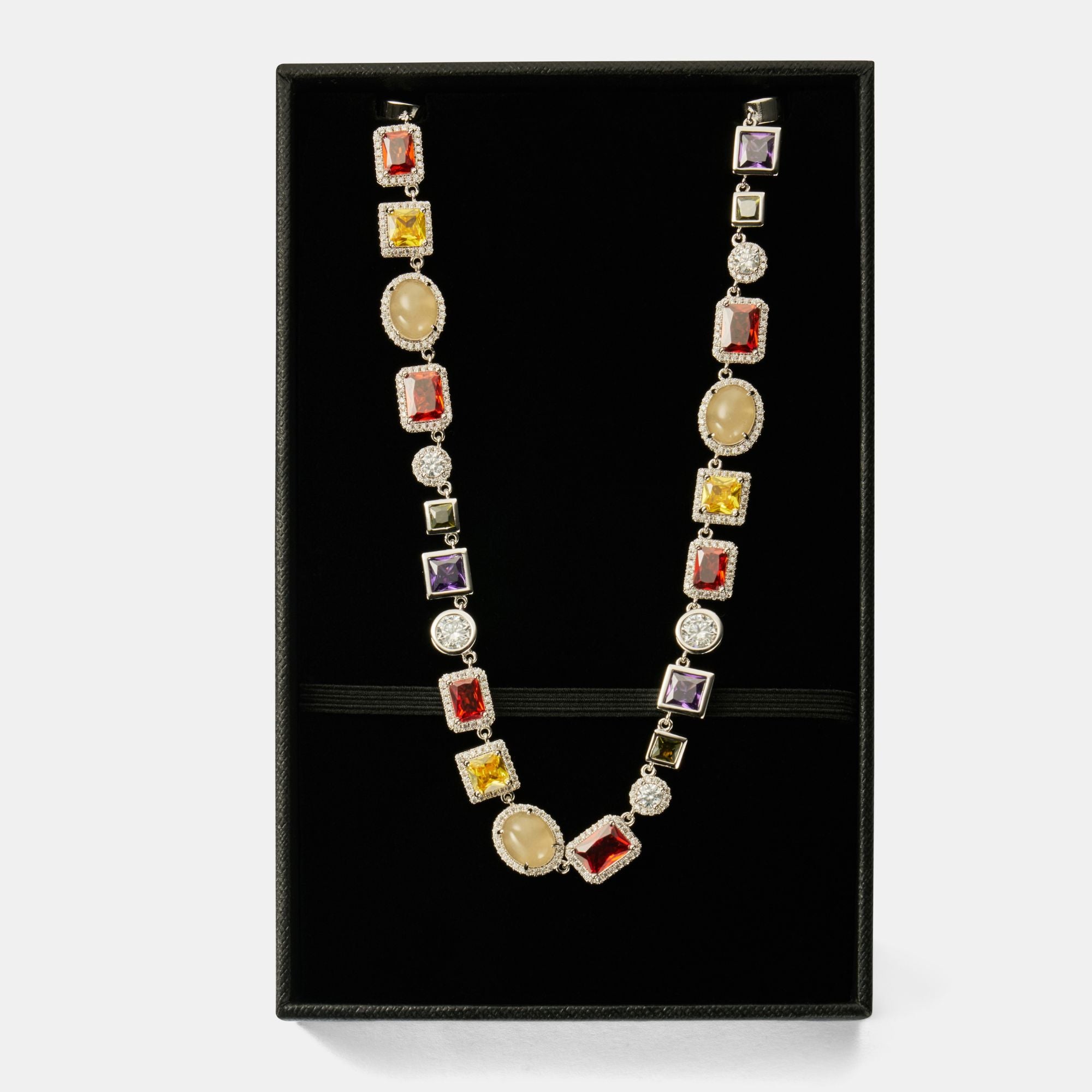 Gemstone Necklace (Silver)
