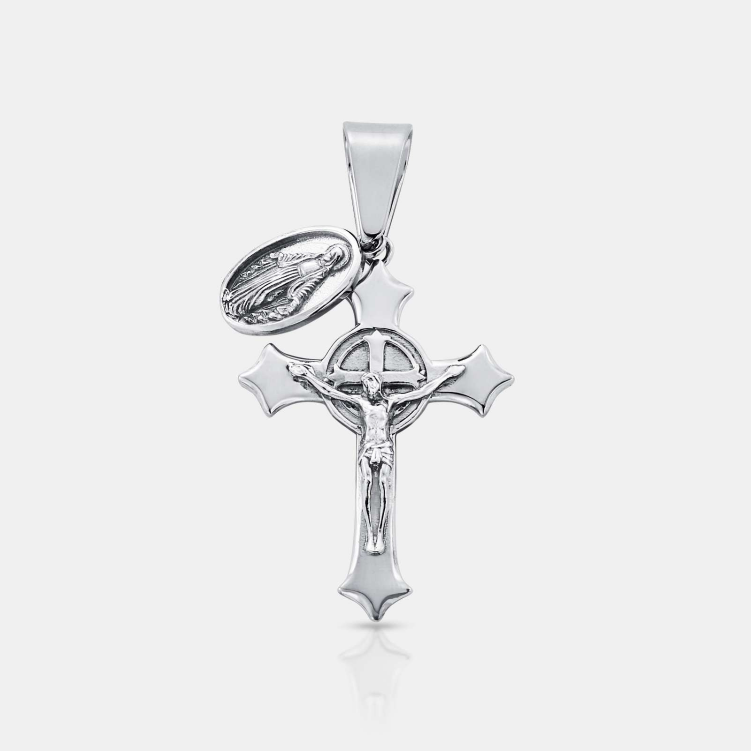 CRAFTD London ネックレス JESUS & MARY CROSS PENDANT トップ Silver Jesus & Mary Cross Pendant for Men | CRAFTD London
