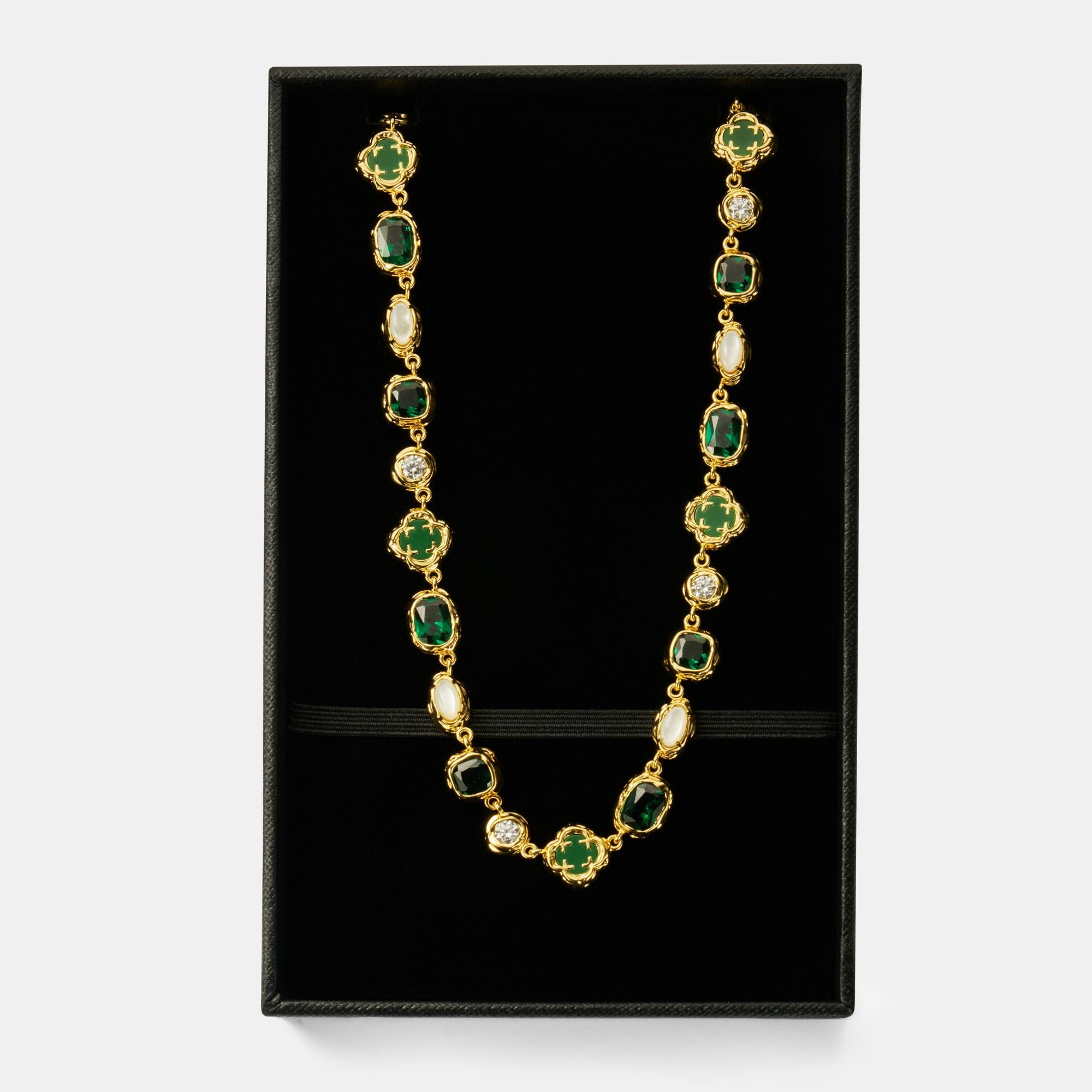 Melted Emerald Gemstone Necklace (Gold)