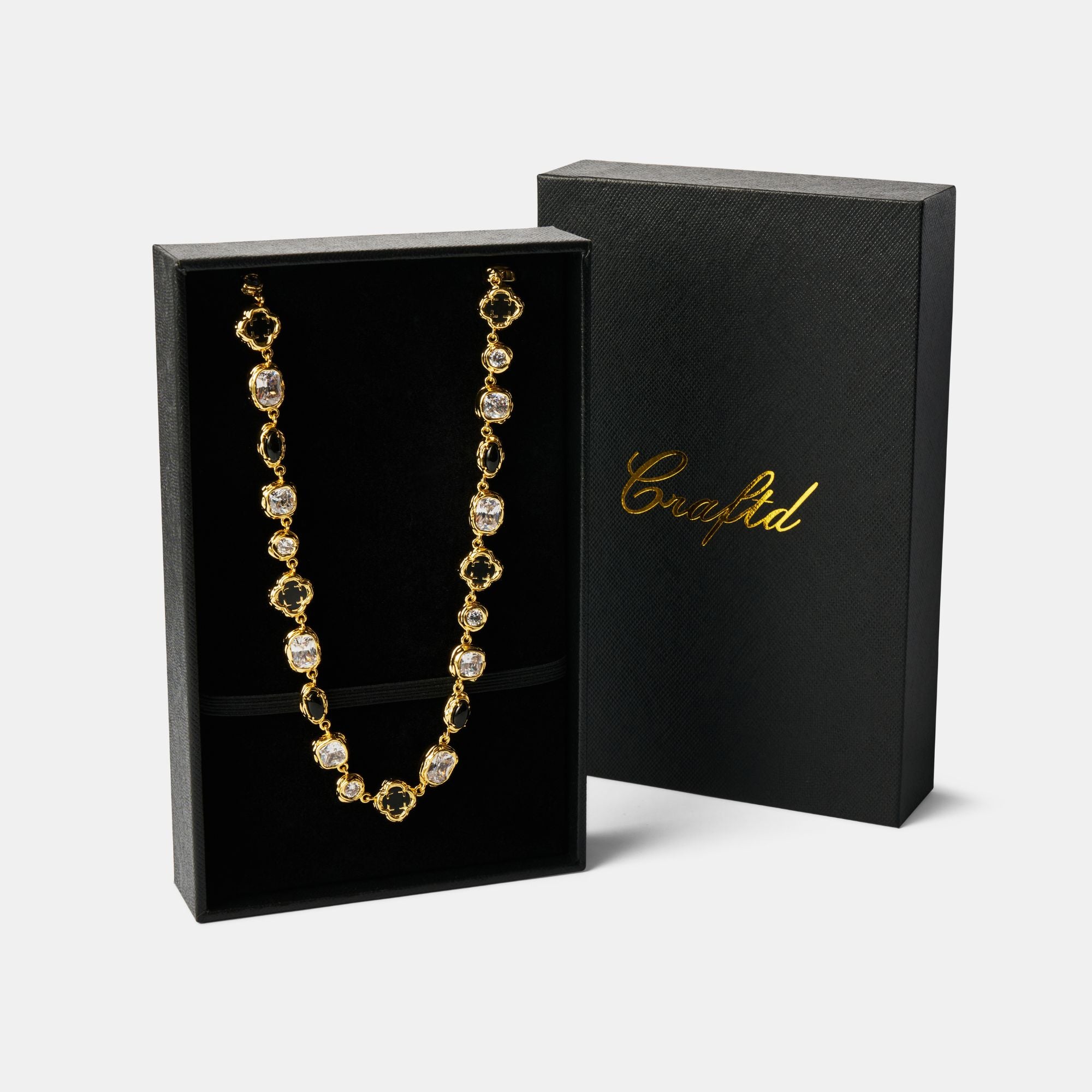 Melted Onyx Gemstone Necklace (Gold)