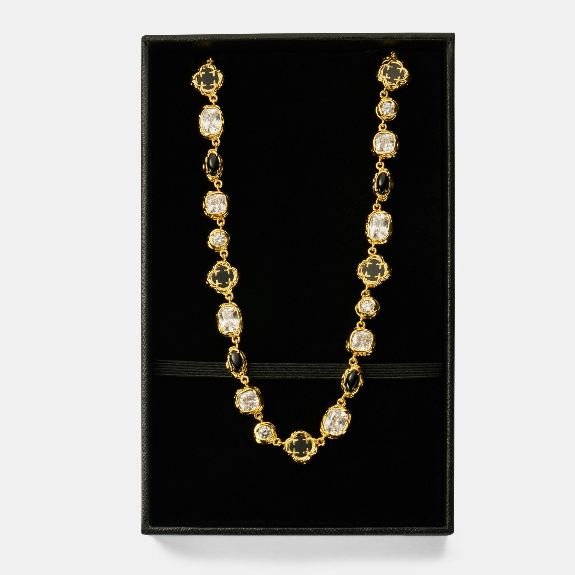 Melted Onyx Gemstone Necklace (Gold)