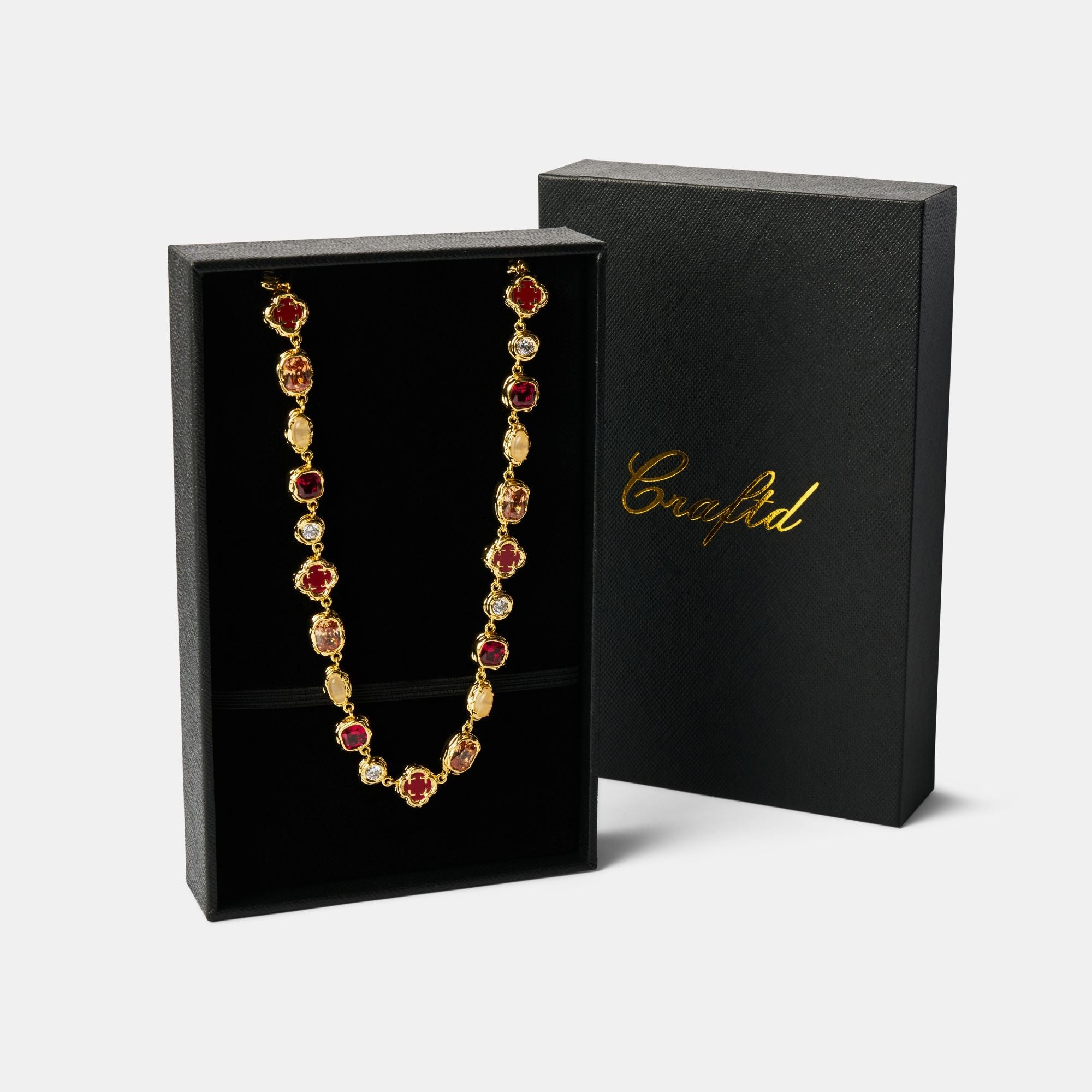 Melted Ruby Gemstone Necklace (Gold)