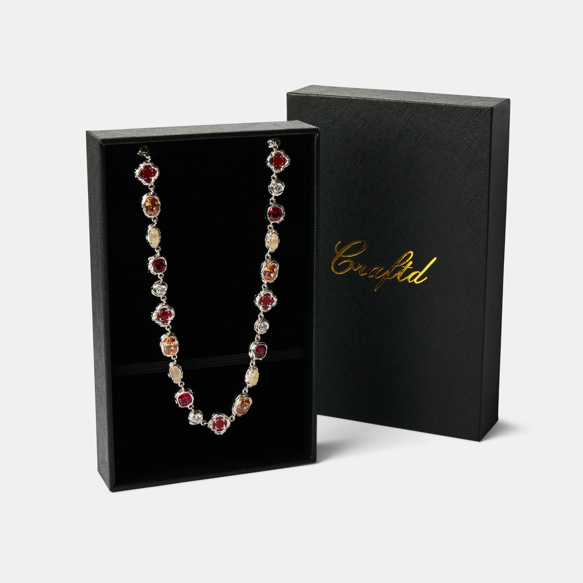 Melted Ruby Gemstone Necklace (Silver)