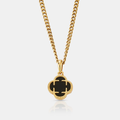 Onyx Clover Stone Pendant (Gold)