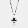 Onyx Clover Stone Pendant (Silver)