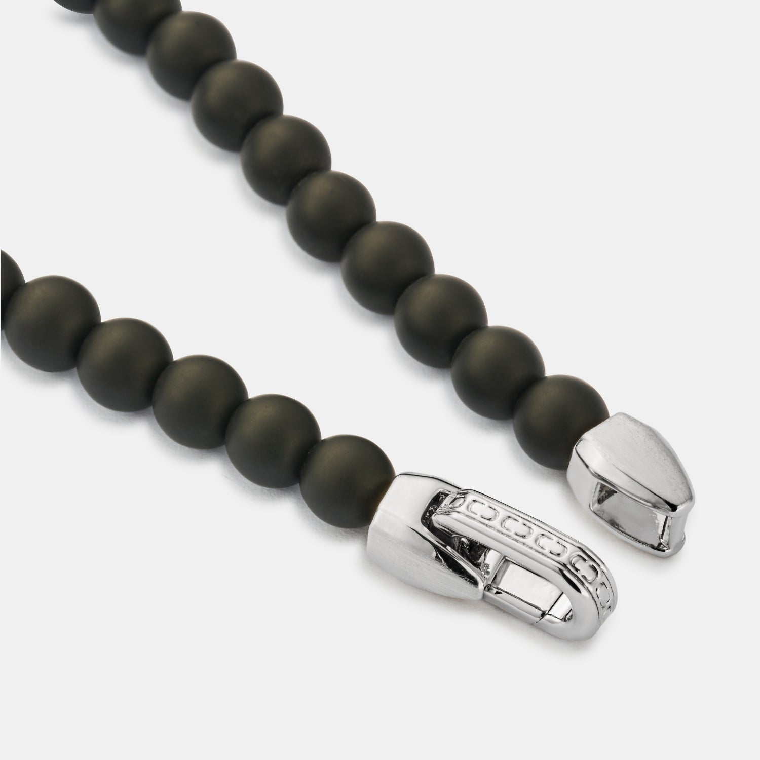 Onyx Bead Lock Bracelet (Silver)