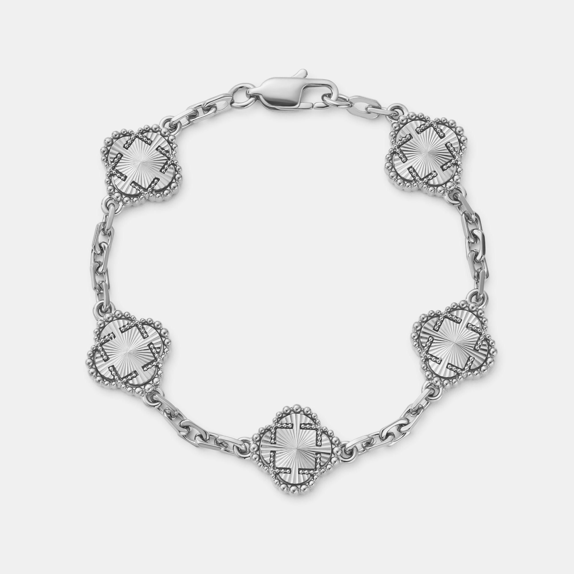 CLOVER BRACELET 5 MOTIF BLUE SKY SILVER