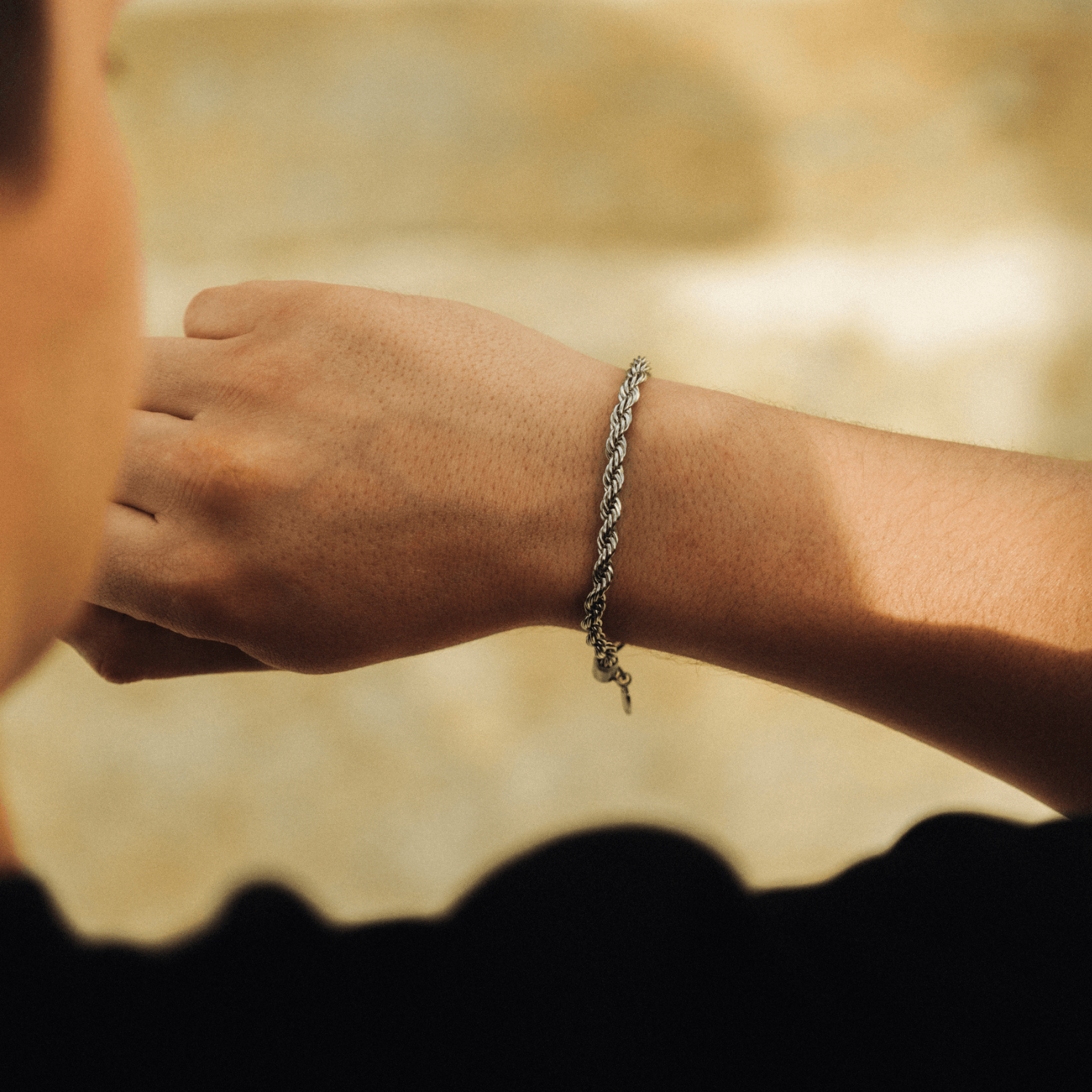 Pulsera de cuerda (plata) 5 mm