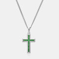 Emerald Stone Cross (Silver)