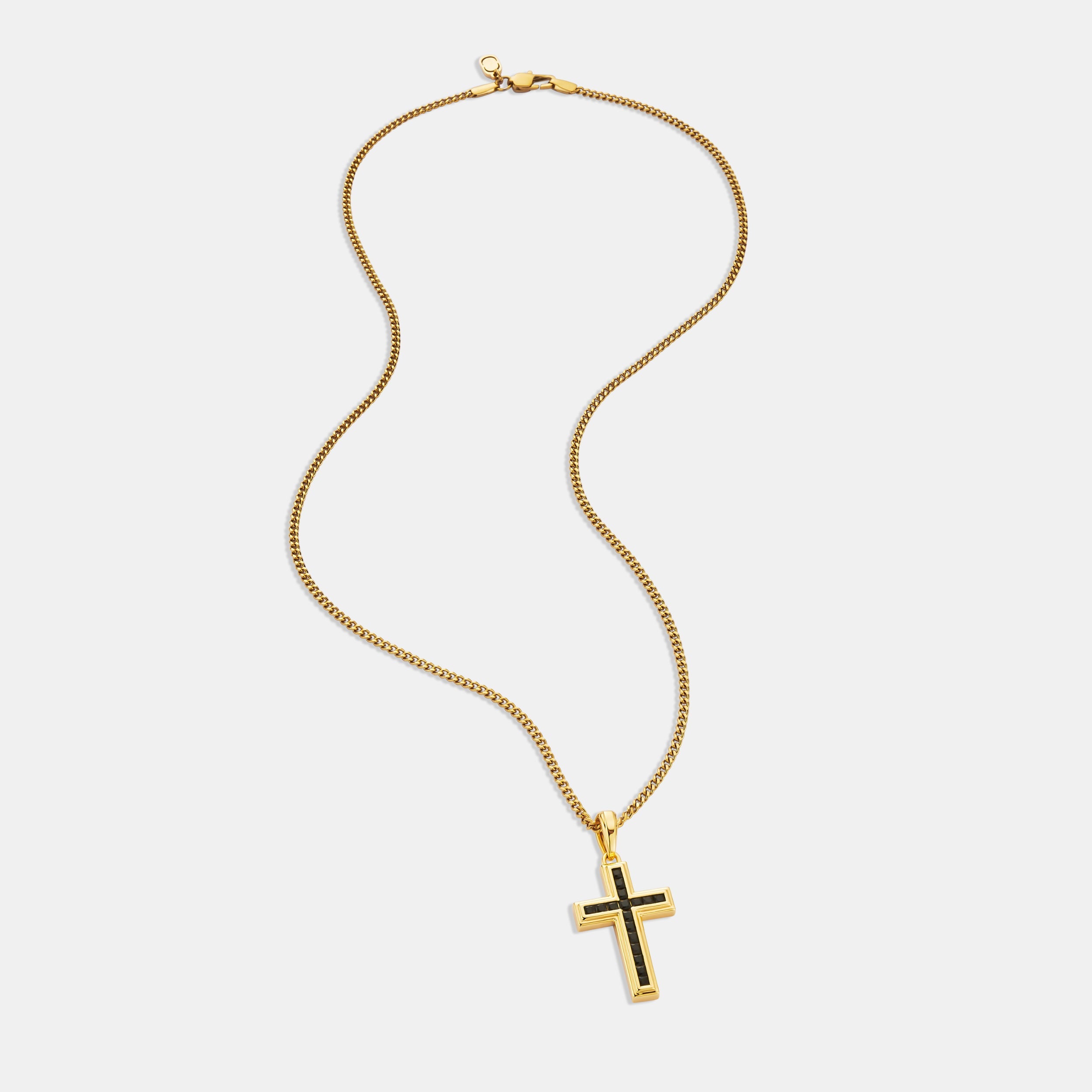 Onyx Stone Cross (Gold)