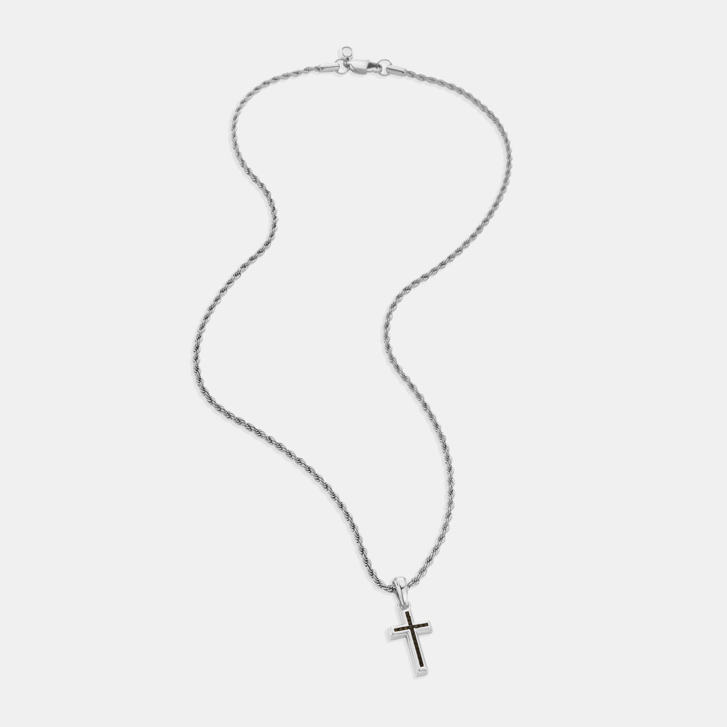 Mini Onyx Stone Cross (Silver)