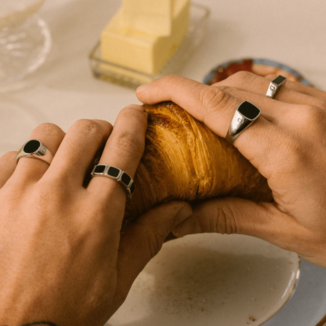 Squared Stone Signet Ring (Silver)