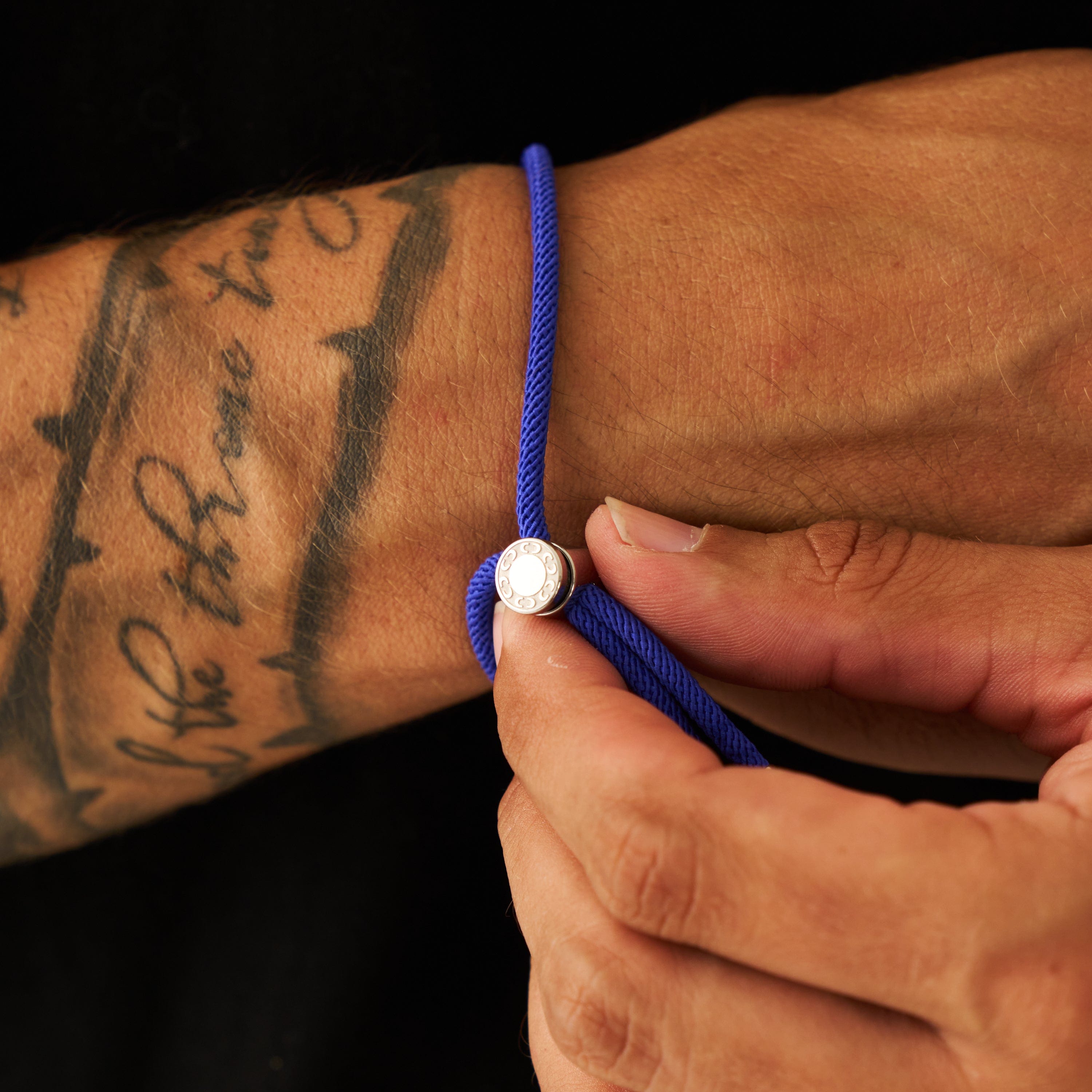 Cobalt Blue Cord Toggle Bracelet (Silver)