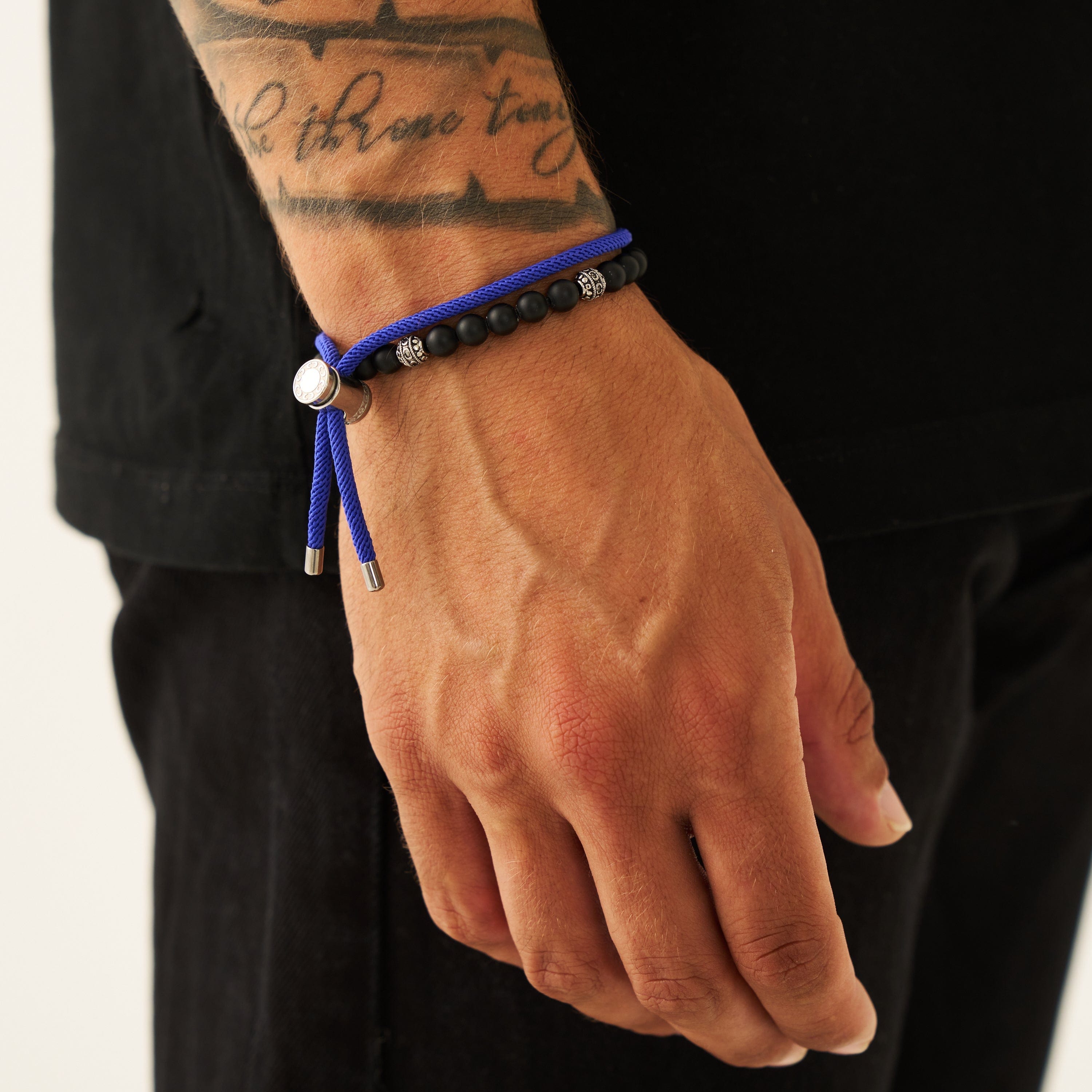 Cobalt Blue Cord Toggle Bracelet (Silver)