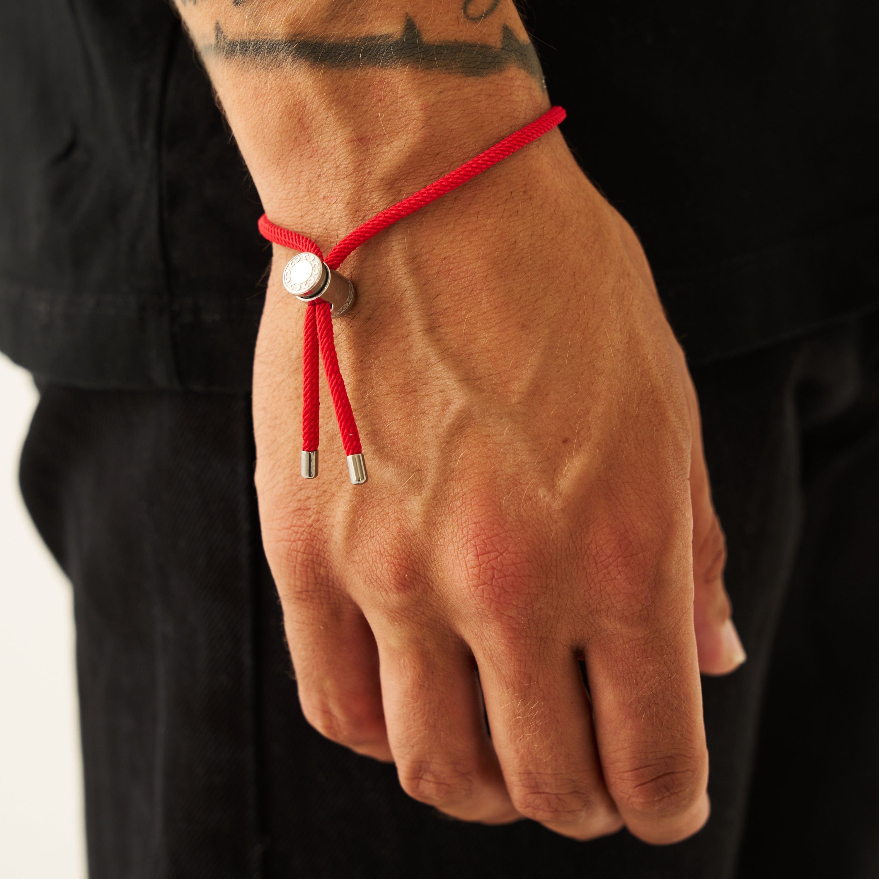 Red Cord Toggle Bracelet (Silver)