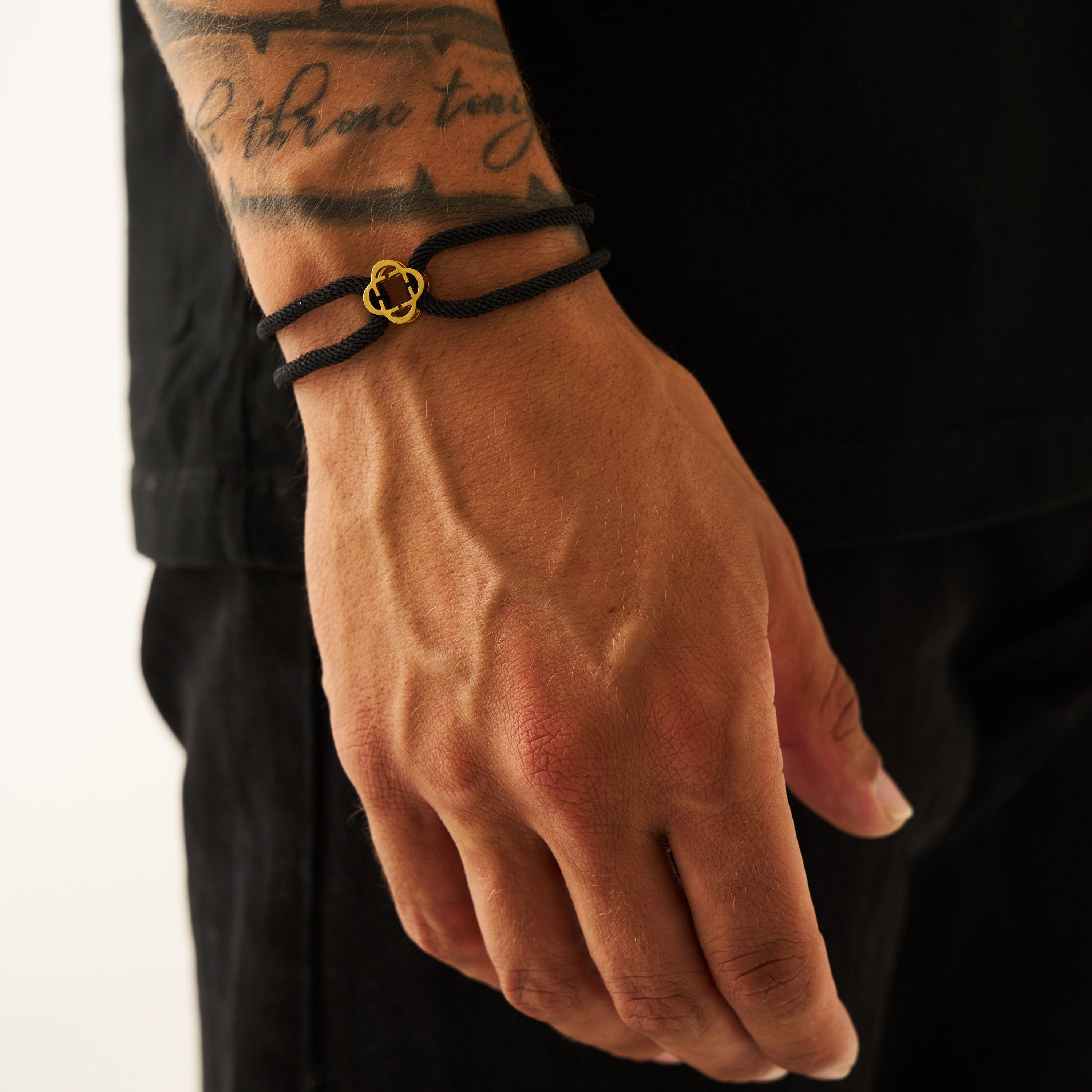 Black Cord Bracelet (Gold)