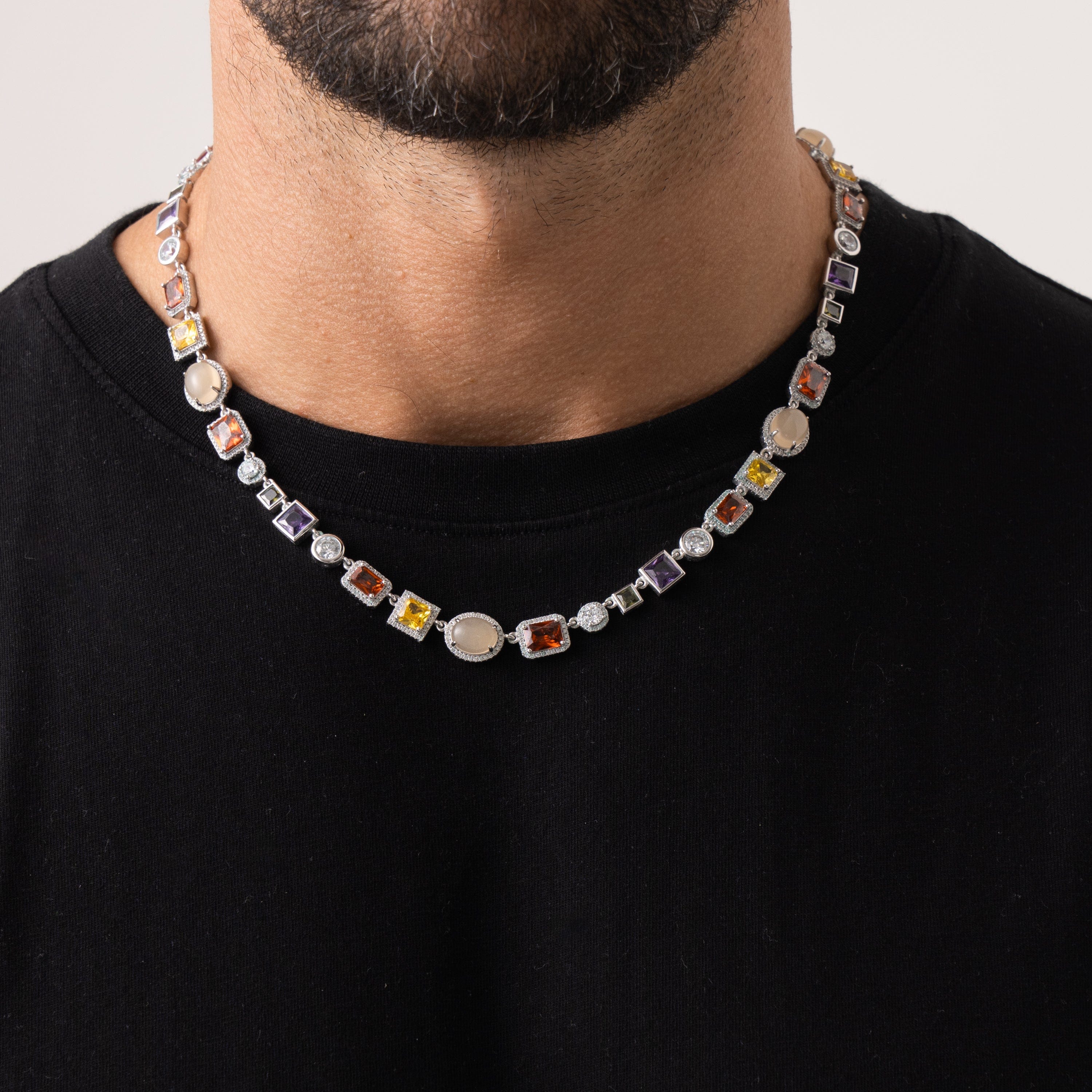 Collar de piedras preciosas (plata)