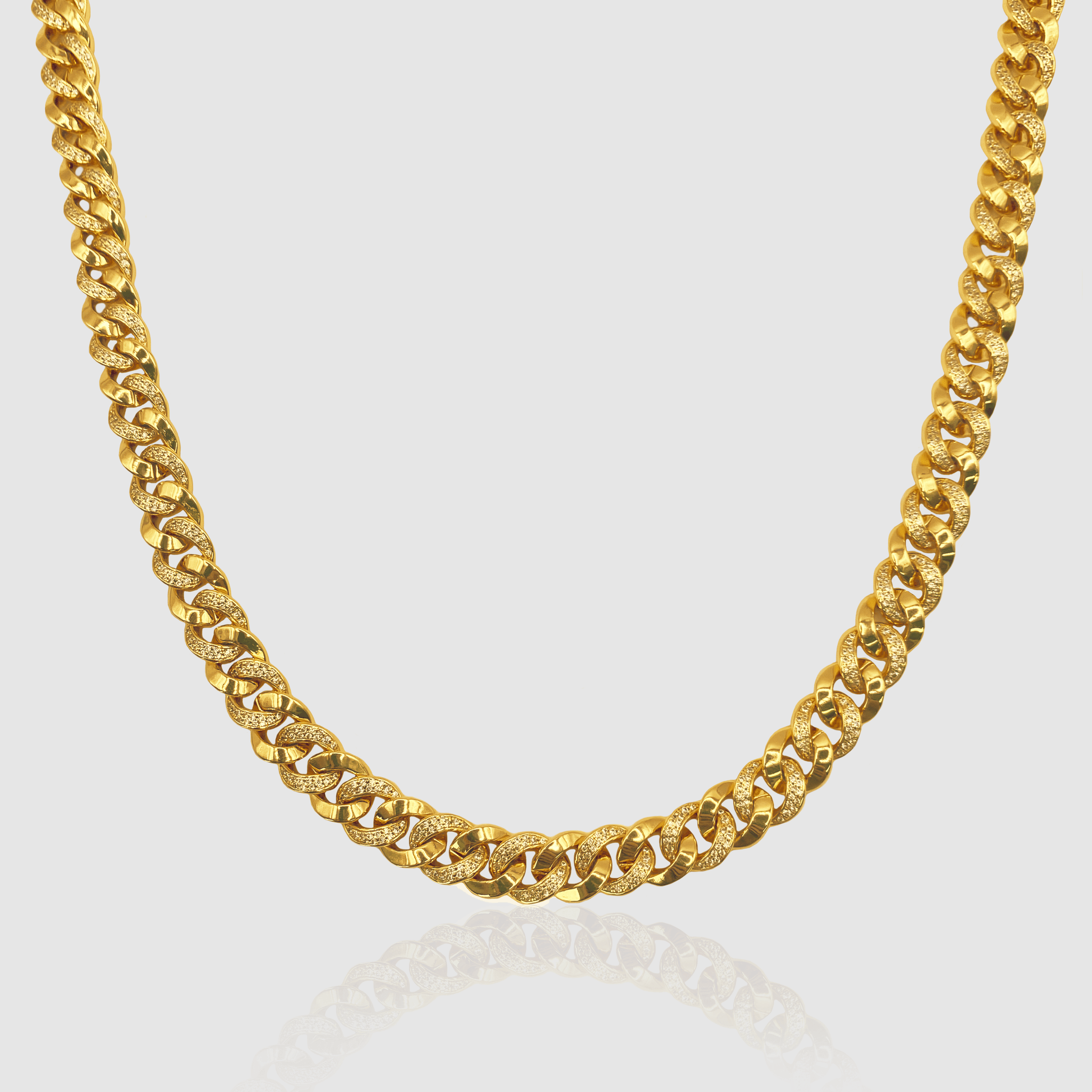 CRAFTD London ネックレス PRONG LINK ICED CUBAN 8MM 18K 8mm Miami Iced Diamond Cuban Link Chain - 18k Gold | CRAFTD