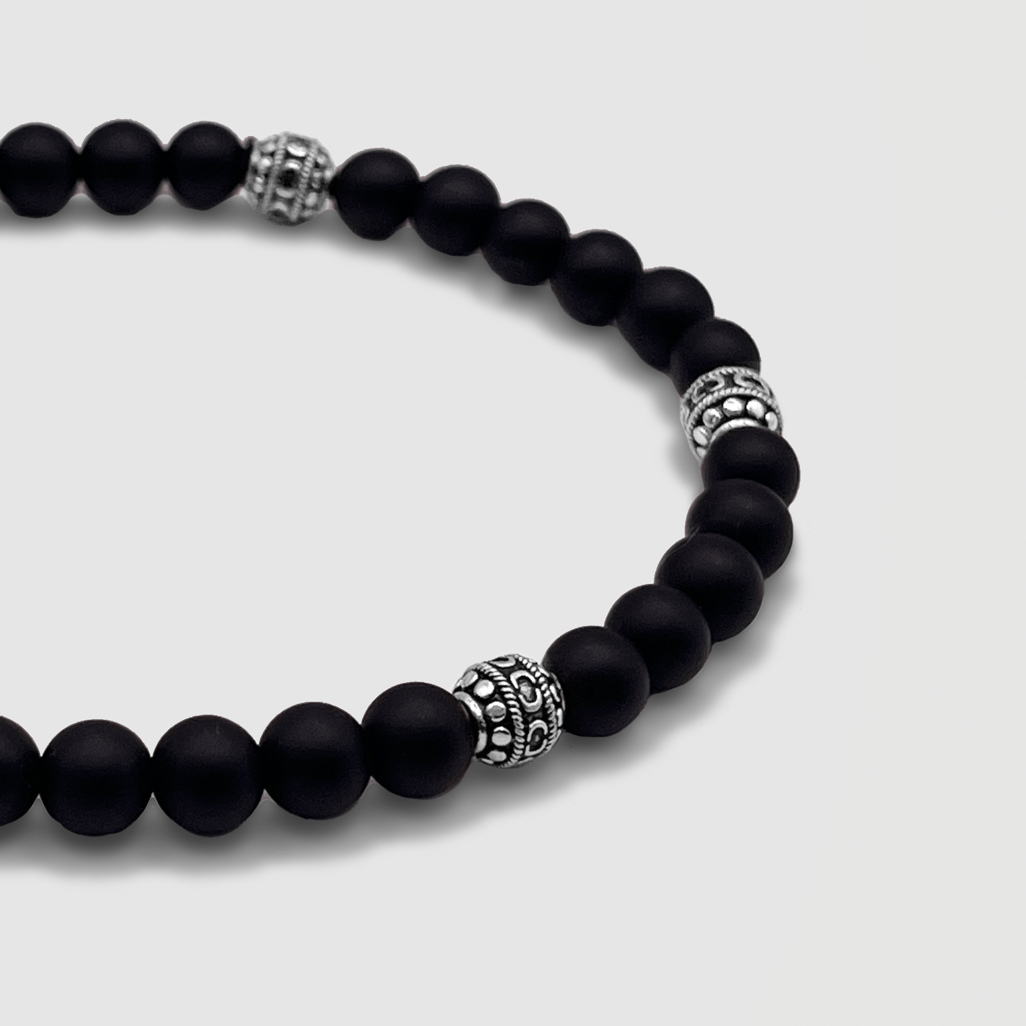 Matte Onyx Stone Bracelet (Silver)