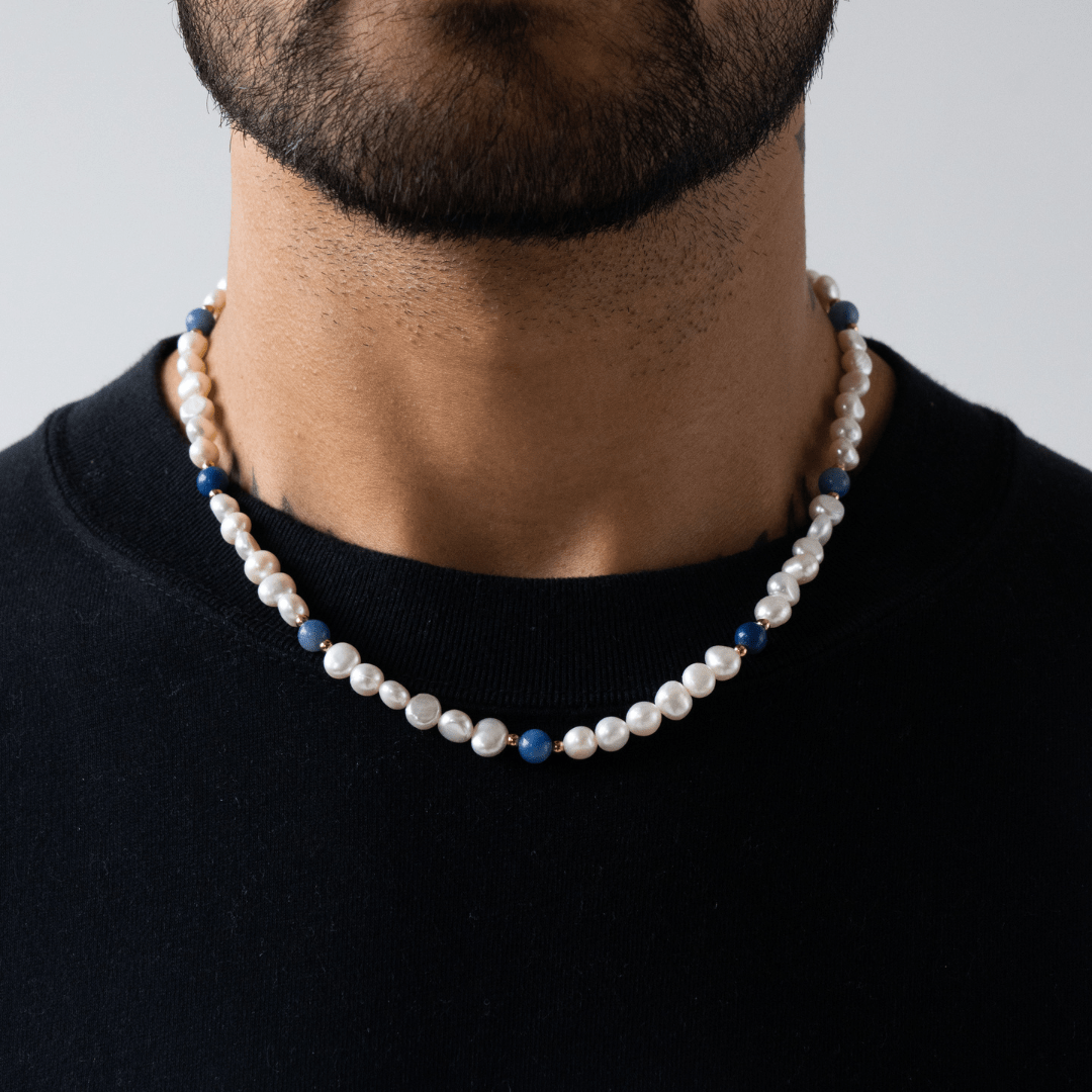 Cobalt Blue - Real Pearl Necklace