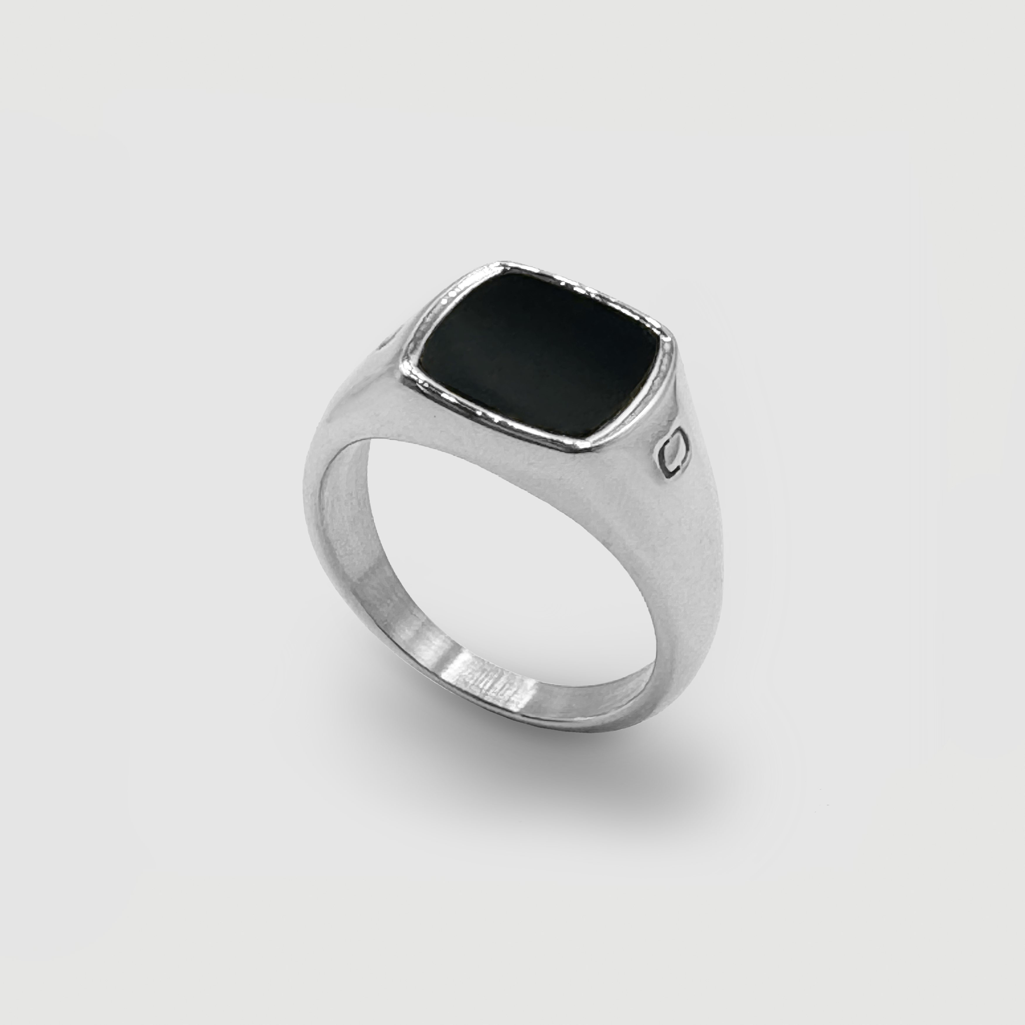 Squared Stone Signet Ring (Silver)