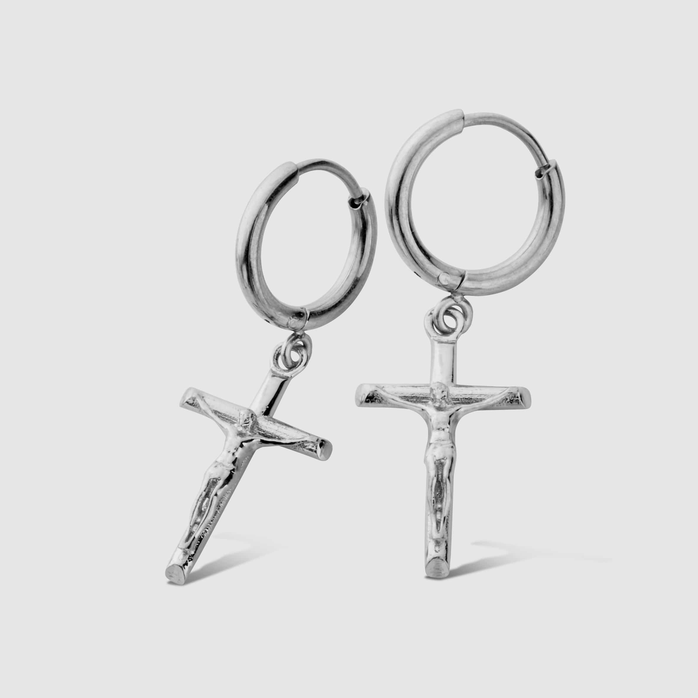 Crucifix Earring (Silver)