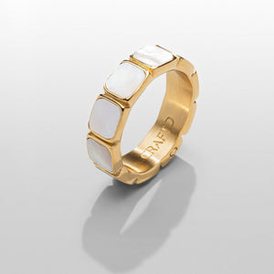 White Stone Band Ring (Gold)