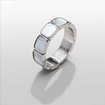 White Stone Band Ring (Silver)