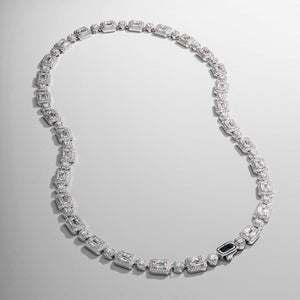 Baguette Link Iced Necklace (Silver)