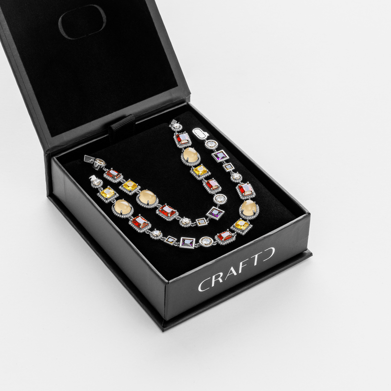 Juego de regalo de piedras preciosas (plata)
