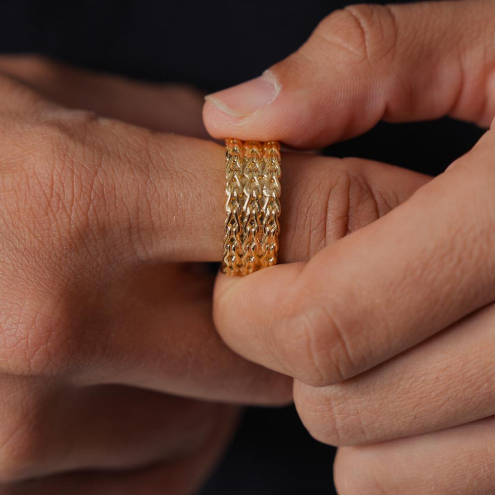 Men's Rope Stack Band Ring (Gold)