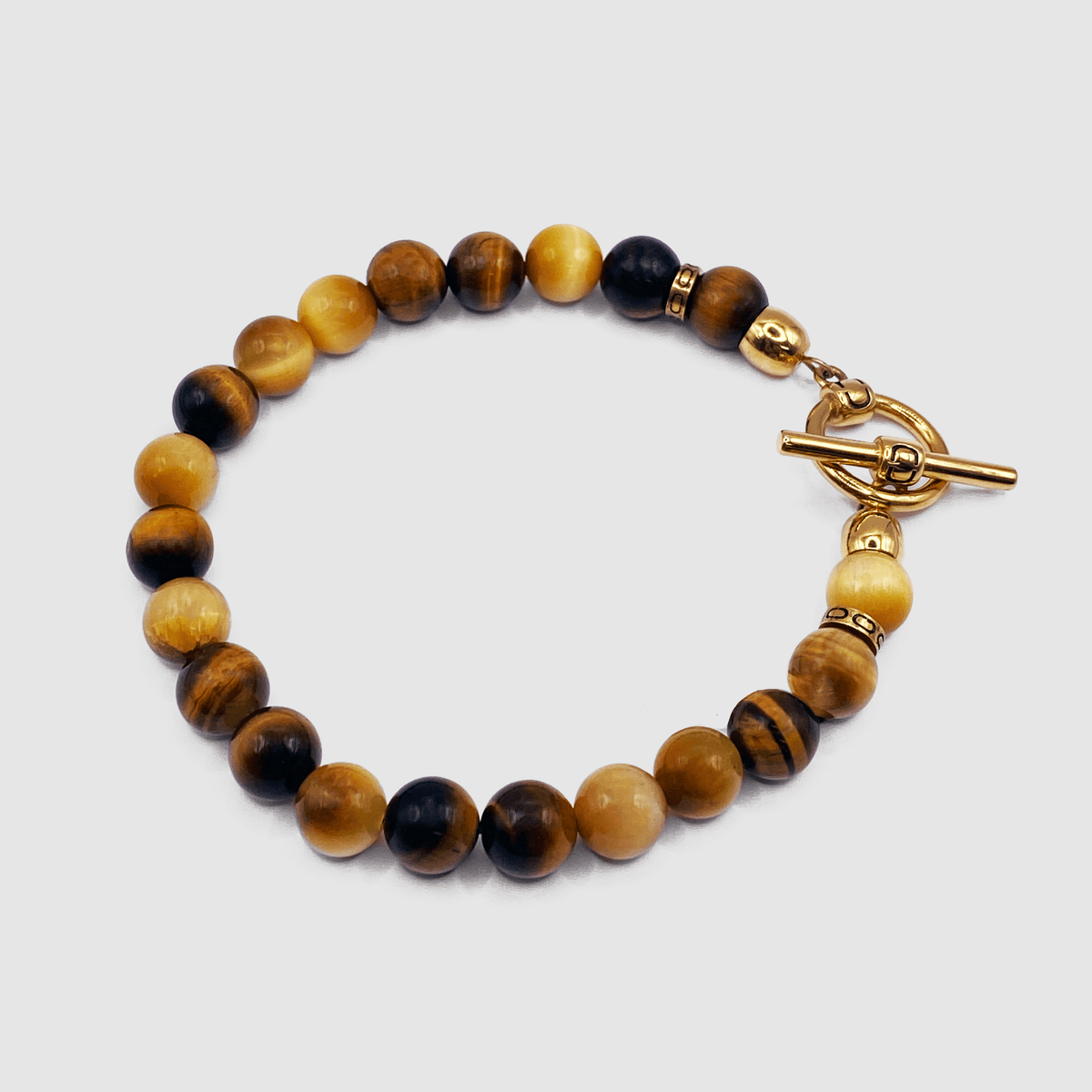CRAFTDLondon クラフトロンドン Tiger's Eye Obsidian Bracelet Men's Tiger's Eye Bead Bracelet