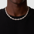 Baguette Link Iced Necklace (Silver)